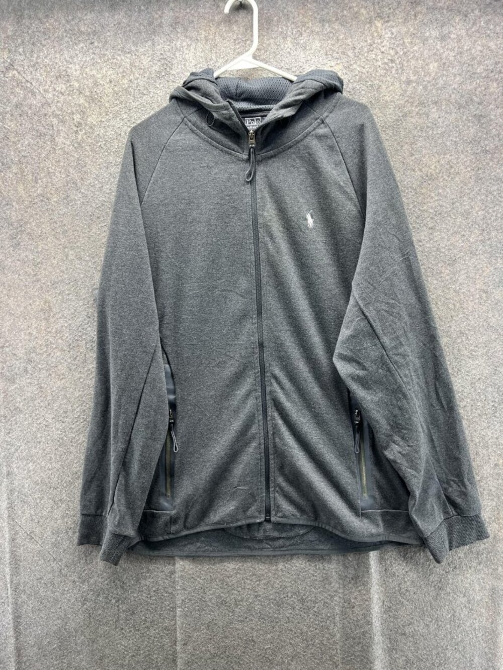 Polo Ralph Lauren Hoodie Mens 3XL Gray Full Zip Knit Logo Jacket Sweatshirt